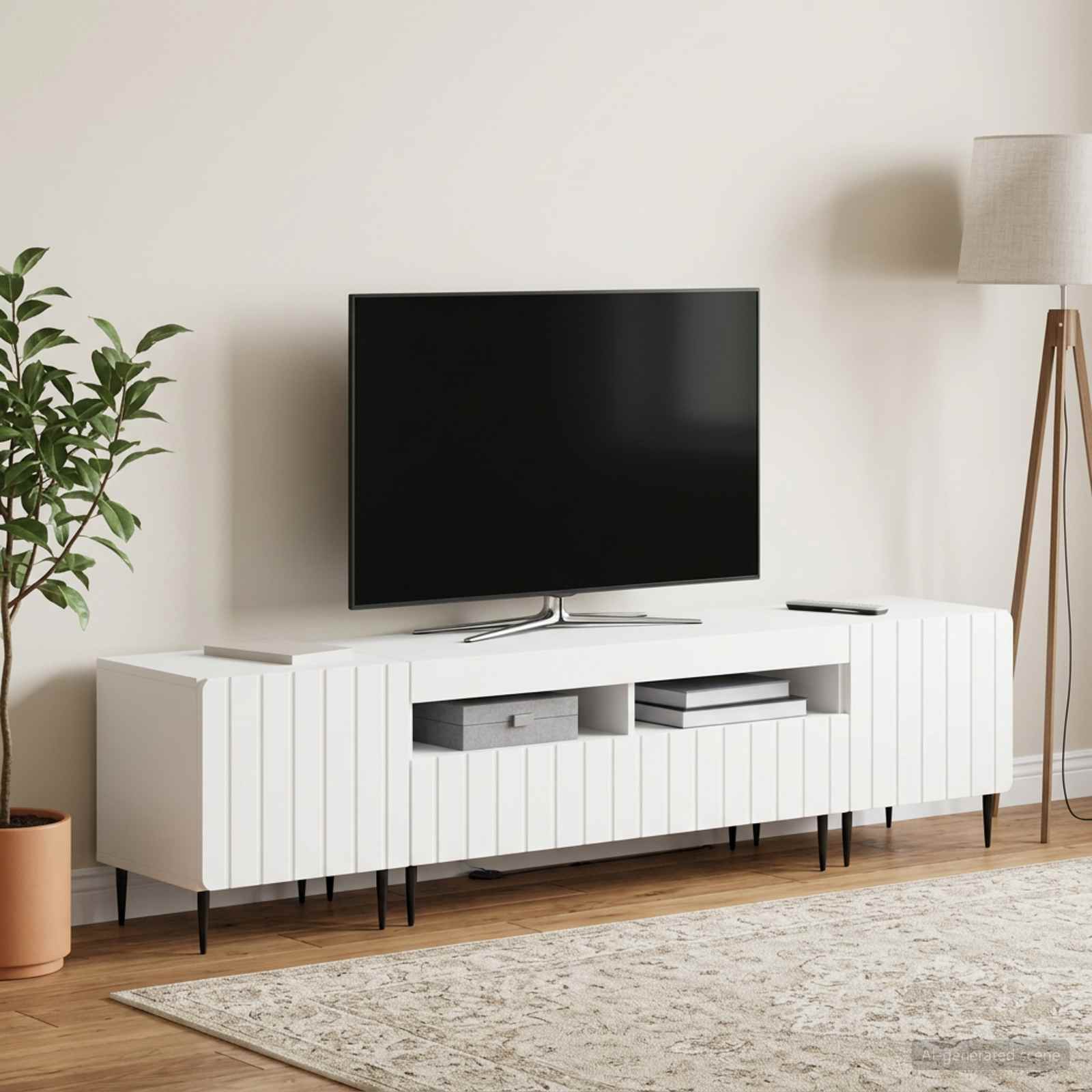 5 Piece LED TV Cabinet ZWOLLE White Engineered Wood