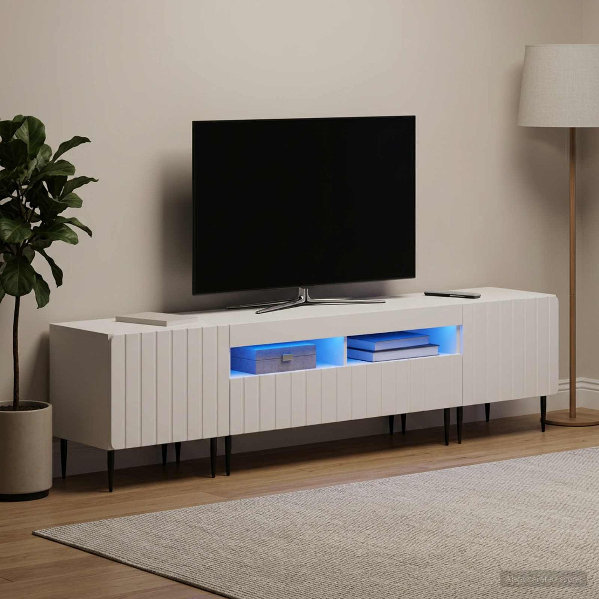 5 Piece LED TV Cabinet ZWOLLE White Engineered Wood