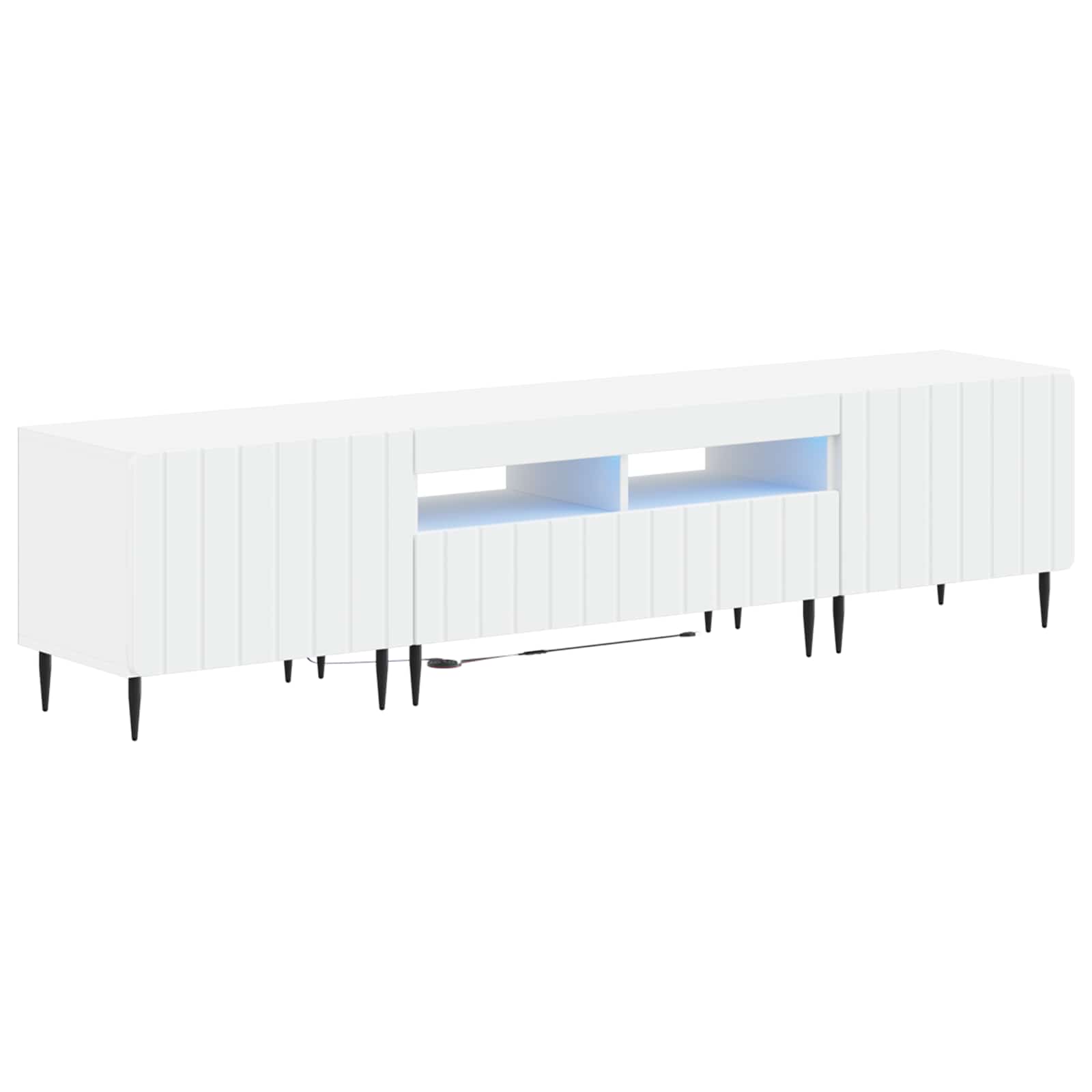 5 Piece LED TV Cabinet White Engineered Wood