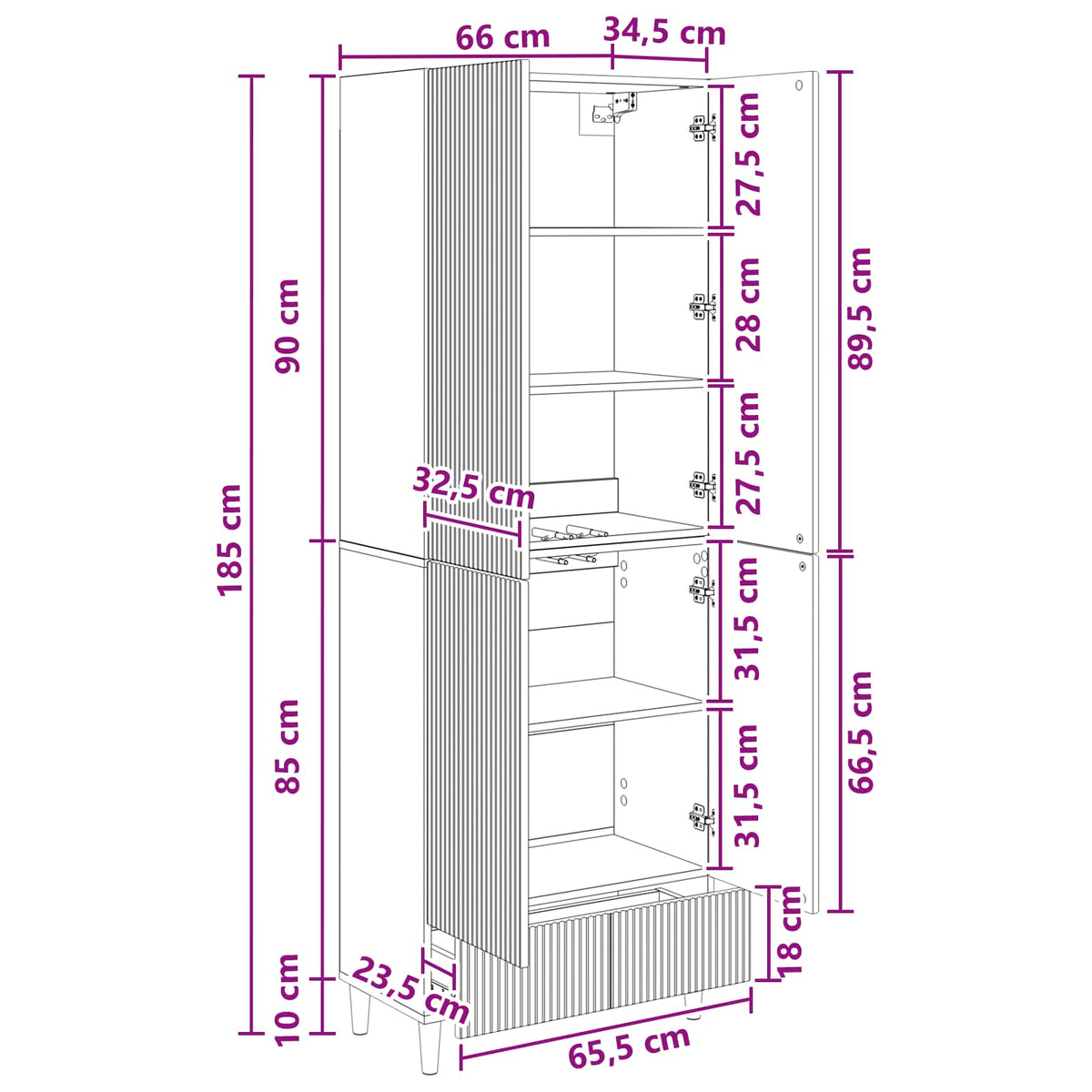 Cabinet Set 2 pcs 66 x 34.5 x 95 cm Engineered Wood