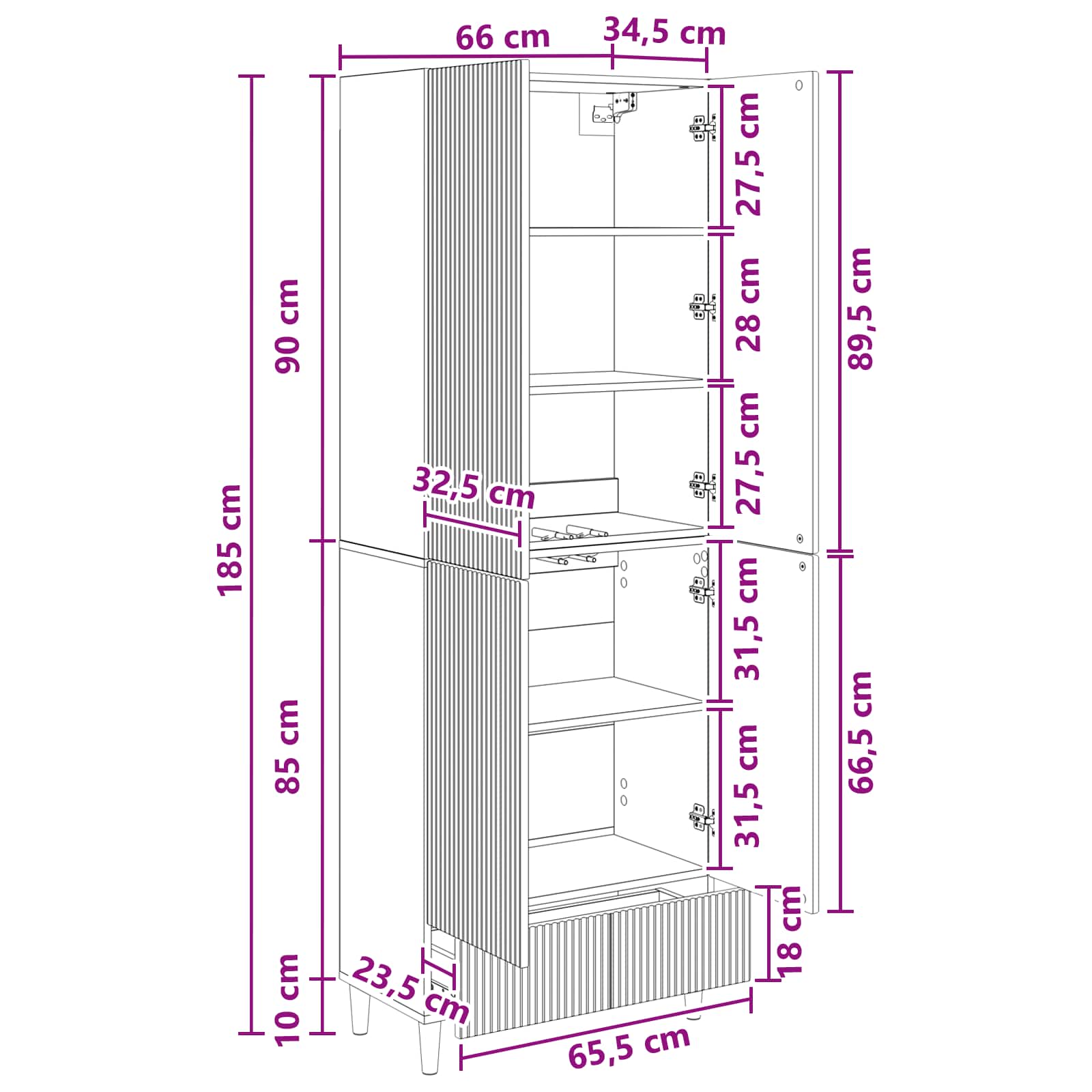 Cabinet Set 2 pcs 66 x 34.5 x 95 cm Engineered Wood