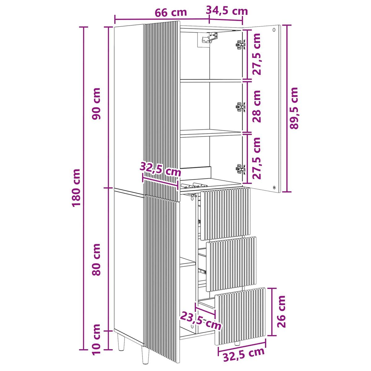 Cabinet Set 2 pcs White 66 x 34.5 x 90 cm Engineered Wood