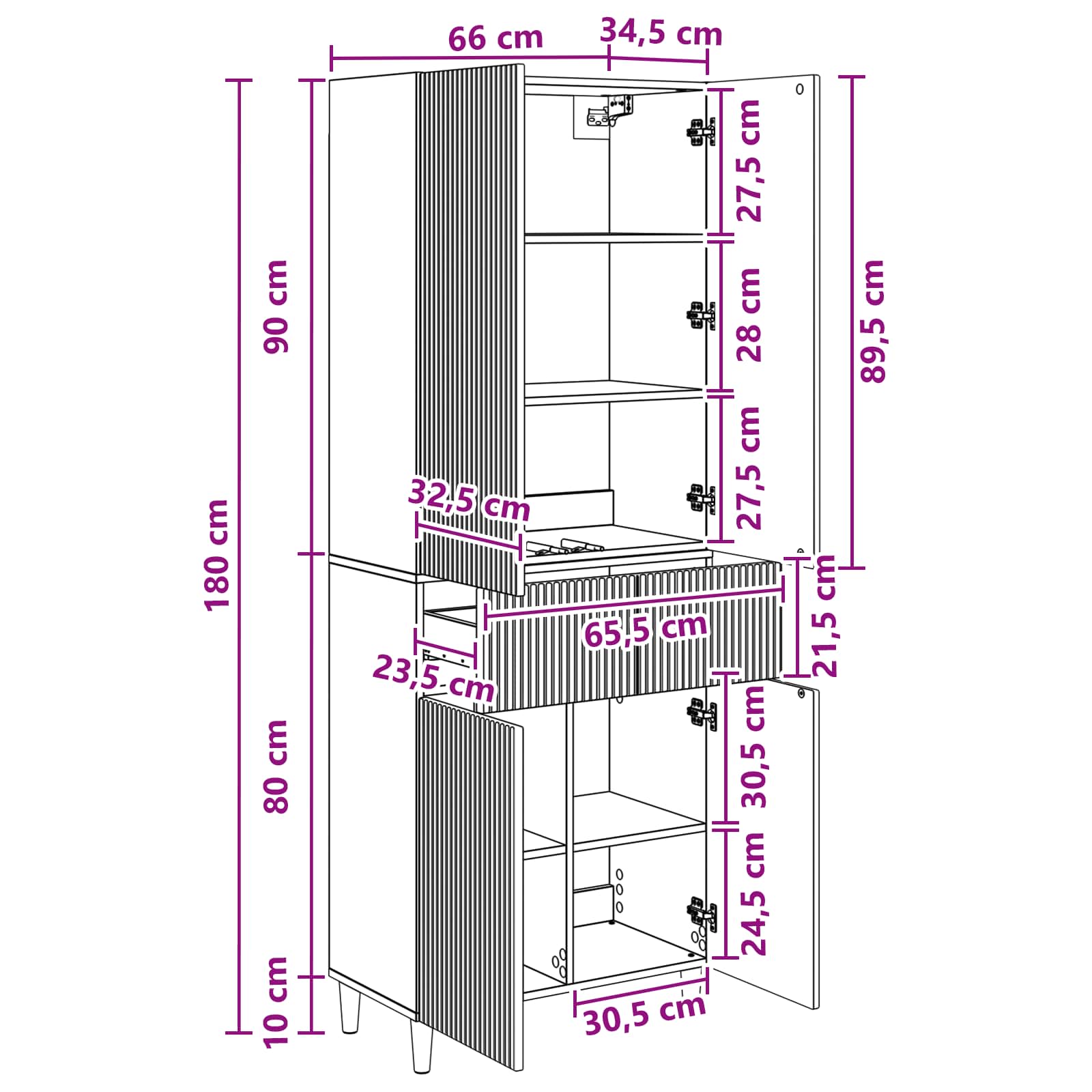 Cabinet Set 2 pcs 66 x 34.5 x 90 cm Engineered Wood