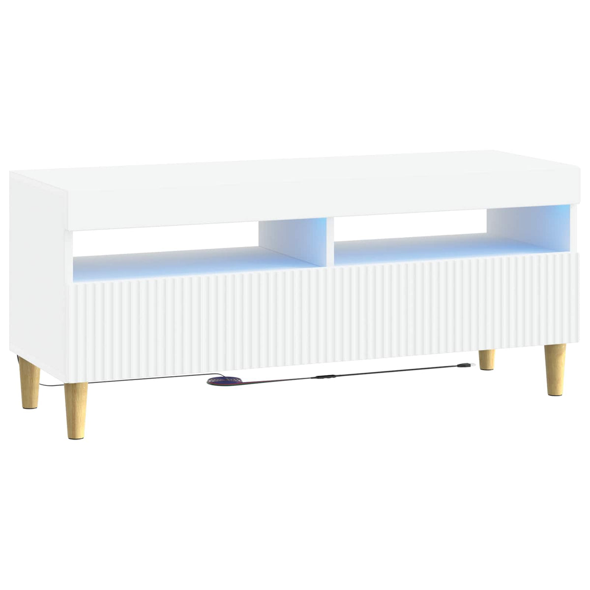 5 Piece LED TV Cabinet White Engineered Wood
