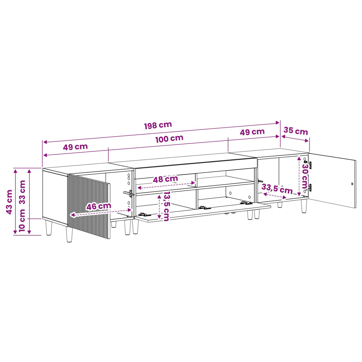 5 Piece LED TV Cabinet White Engineered Wood