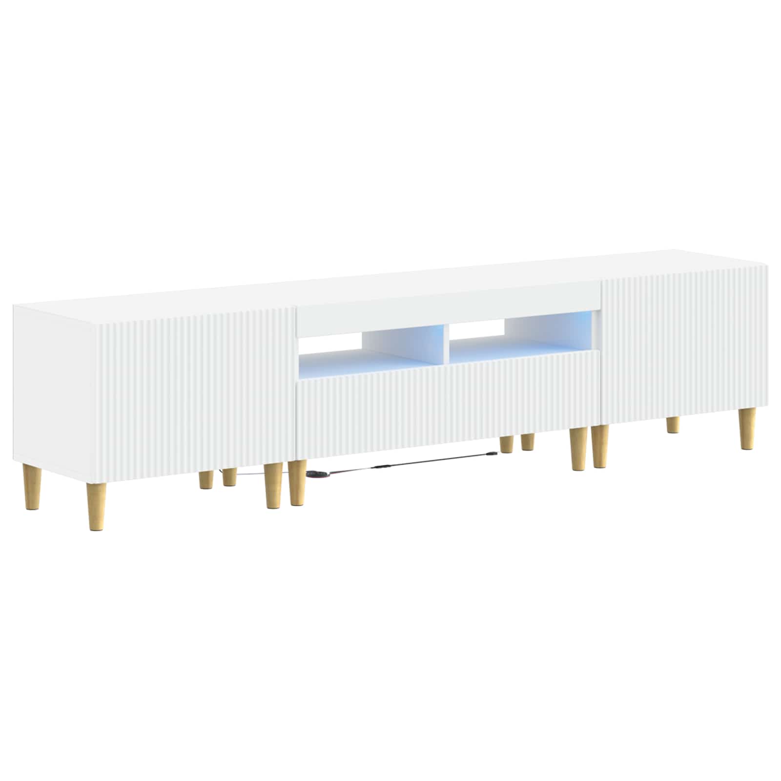 5 Piece LED TV Cabinet White Engineered Wood