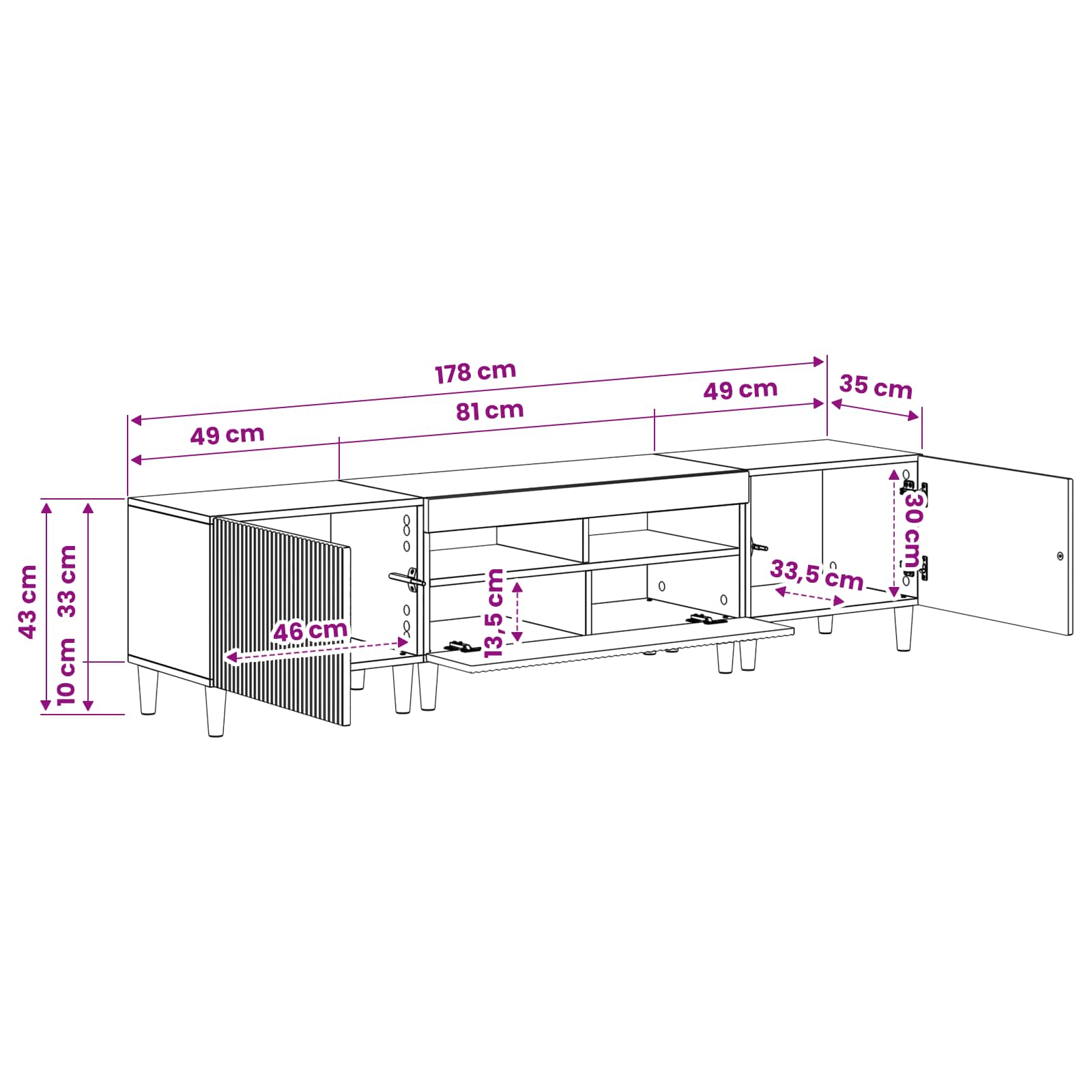 5 Piece LED TV Cabinet White Engineered Wood