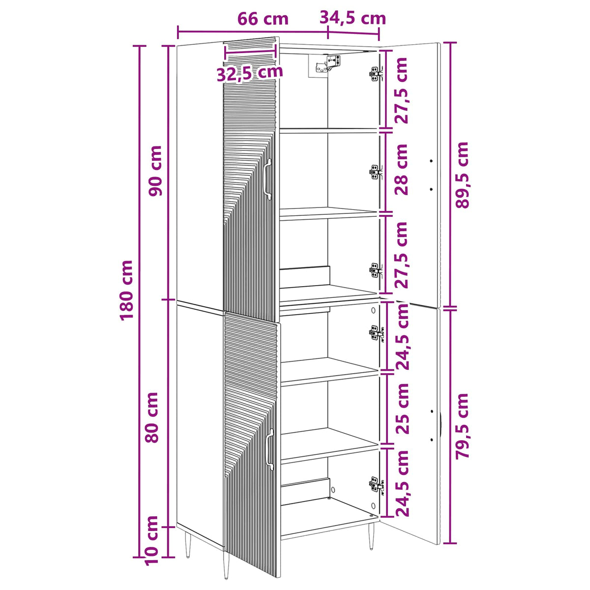 Cabinet Set 2 pcs 66 x 34.5 x 89.5 cm Engineered Wood