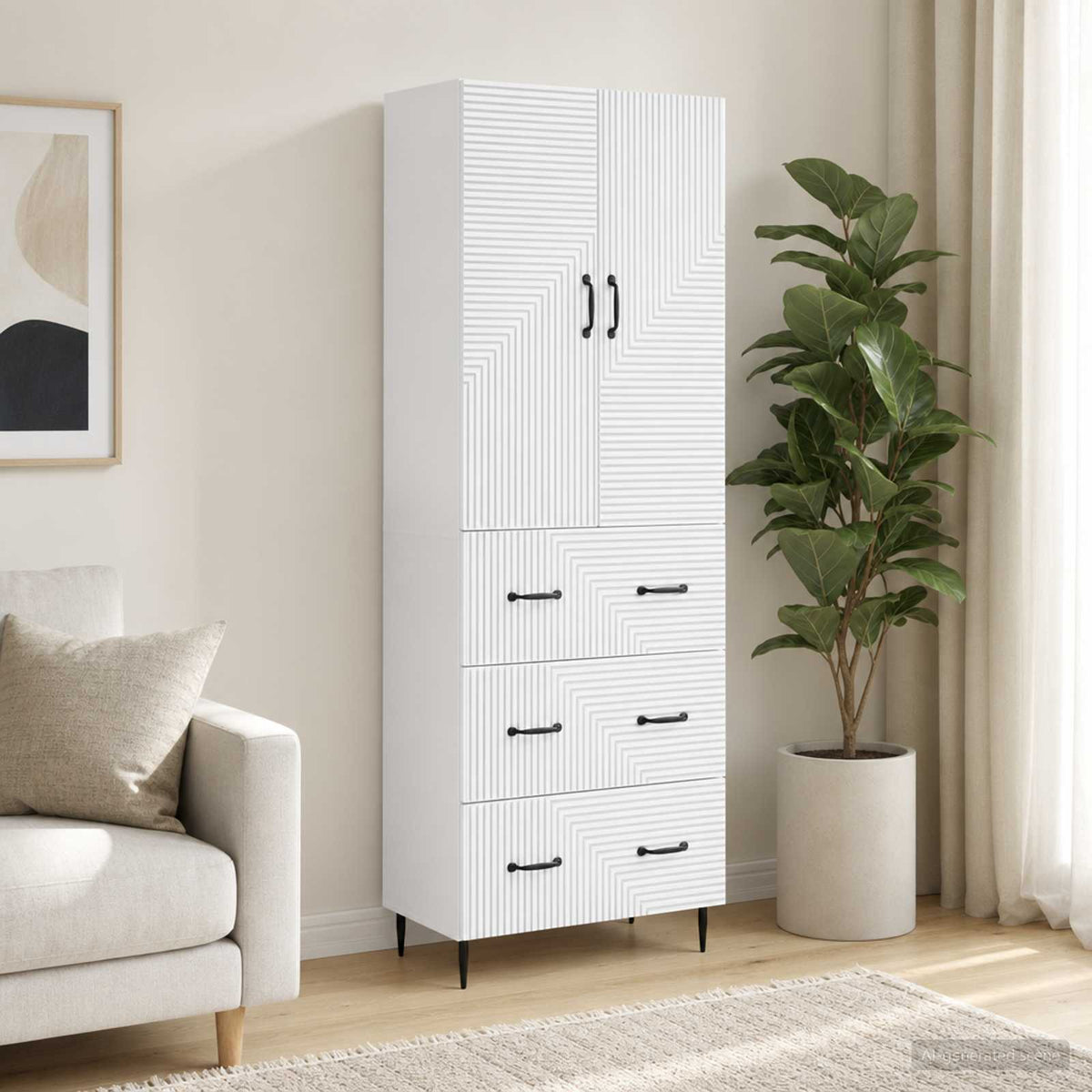 Cabinet Set 2 pcs White 66 x 34.5 x 90 cm Engineered Wood