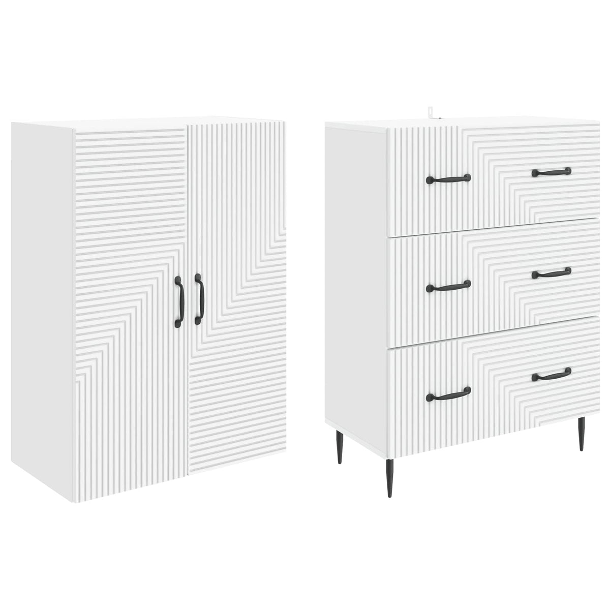 Cabinet Set 2 pcs White 66 x 34.5 x 90 cm Engineered Wood