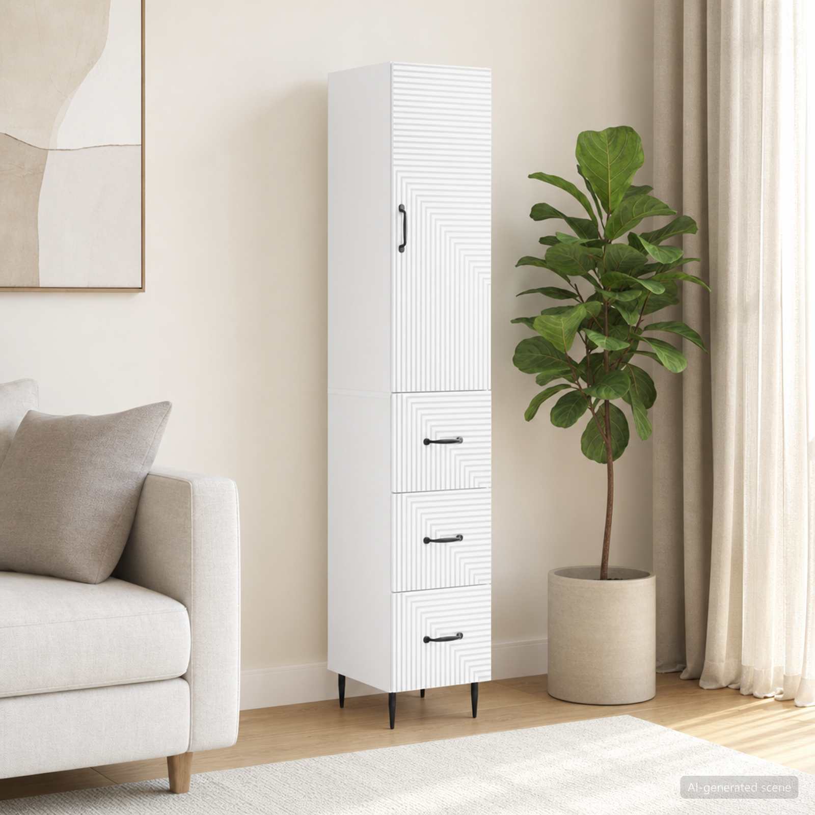 Cabinet Set 2 pcs White 33 x 34.5 x 90 cm Engineered Wood
