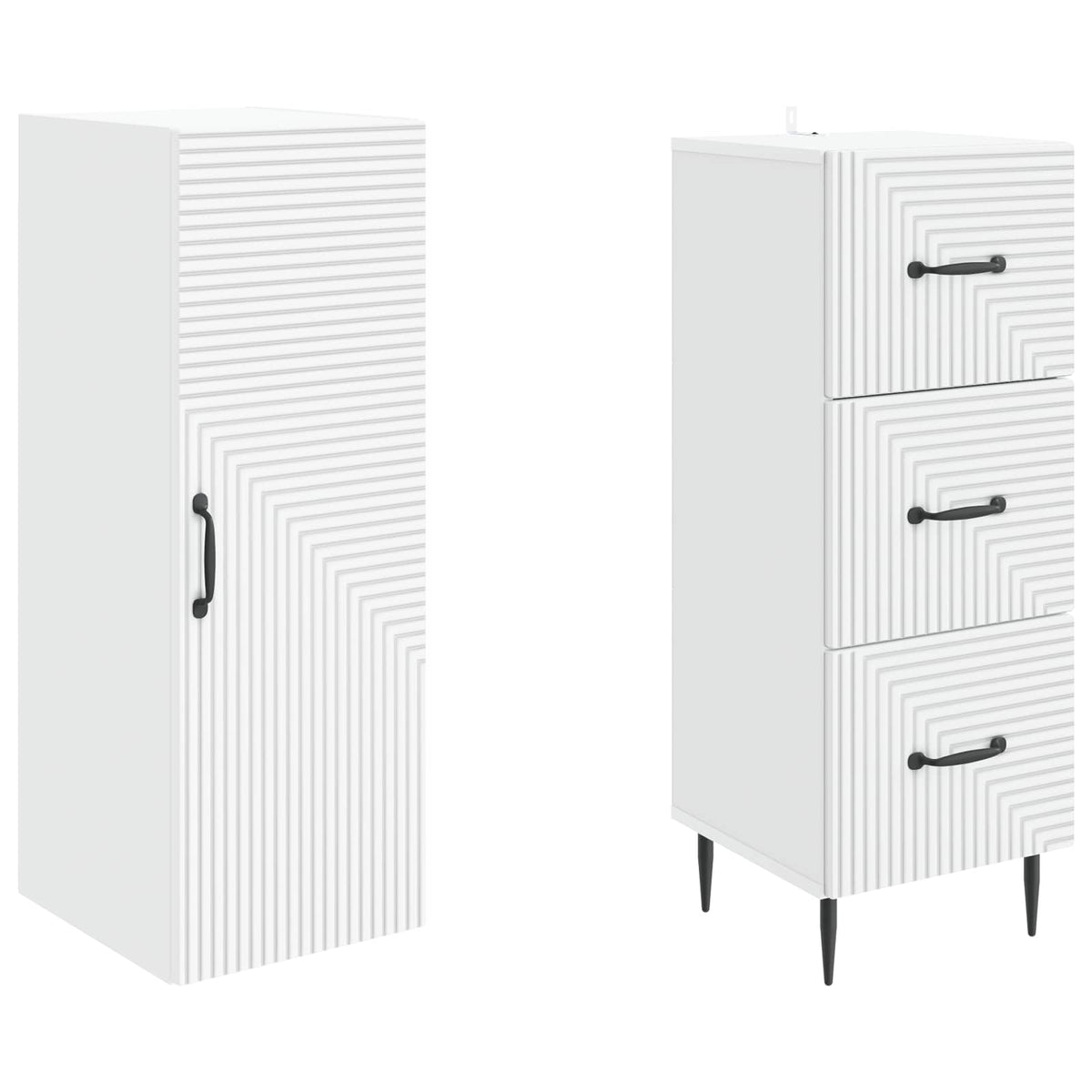 Cabinet Set 2 pcs White 33 x 34.5 x 90 cm Engineered Wood