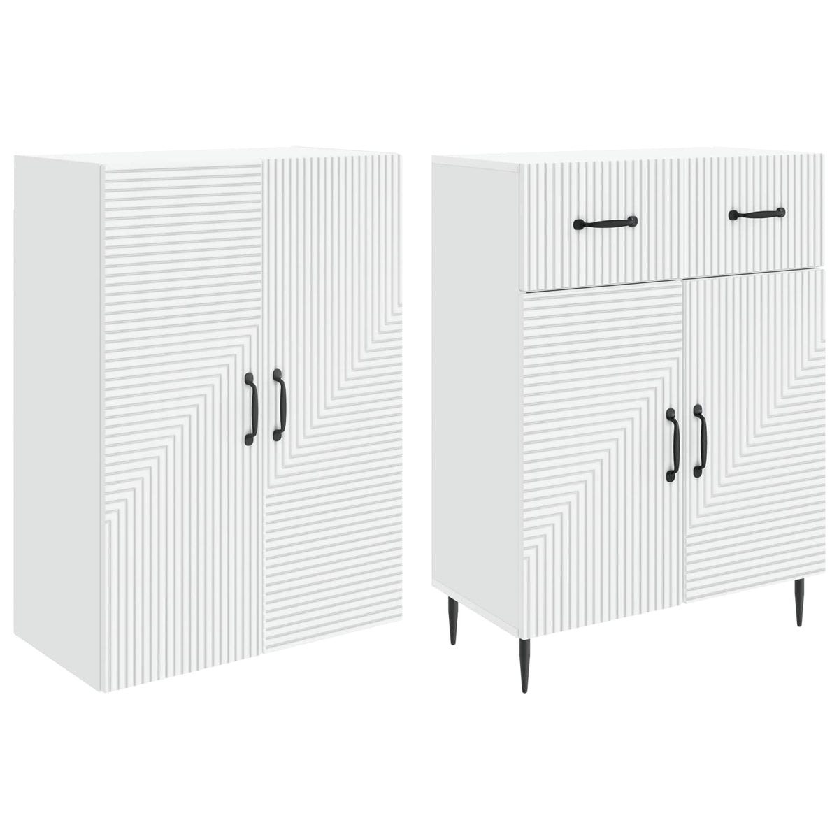 Cabinet Set 2 pcs White 66 x 34.5 x 89.5 cm Engineered Wood