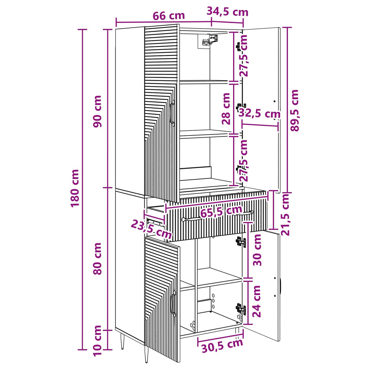 Cabinet Set 2 pcs White 66 x 34.5 x 89.5 cm Engineered Wood