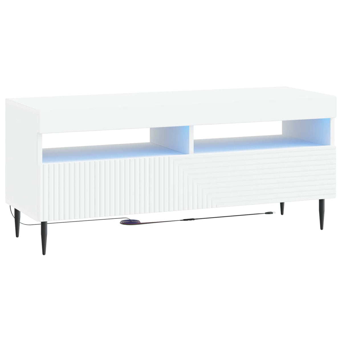 3 Piece LED TV Cabinet White Engineered Wood