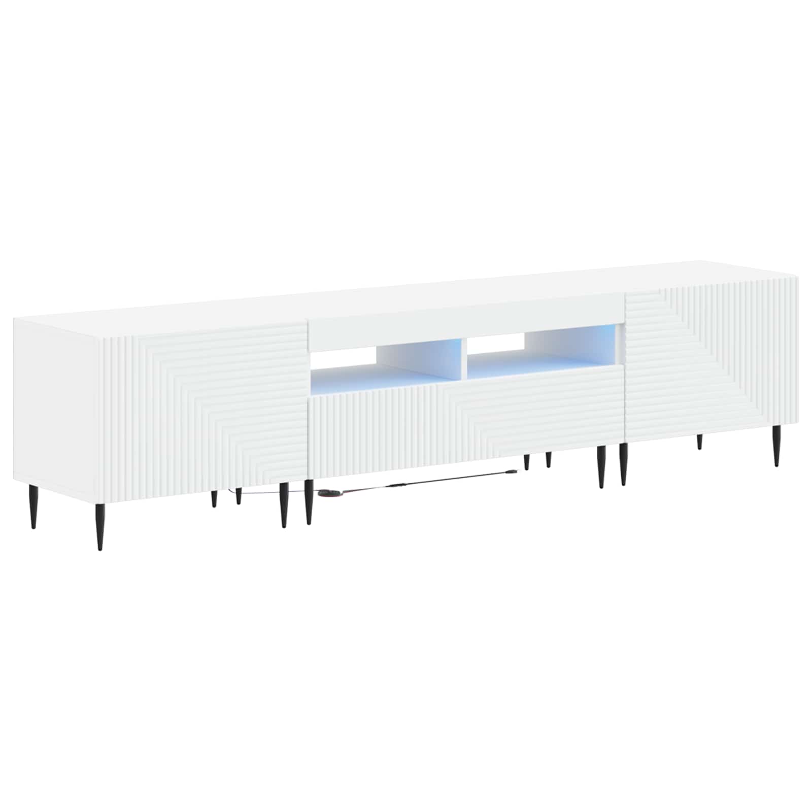 3 Piece LED TV Cabinet White Engineered Wood