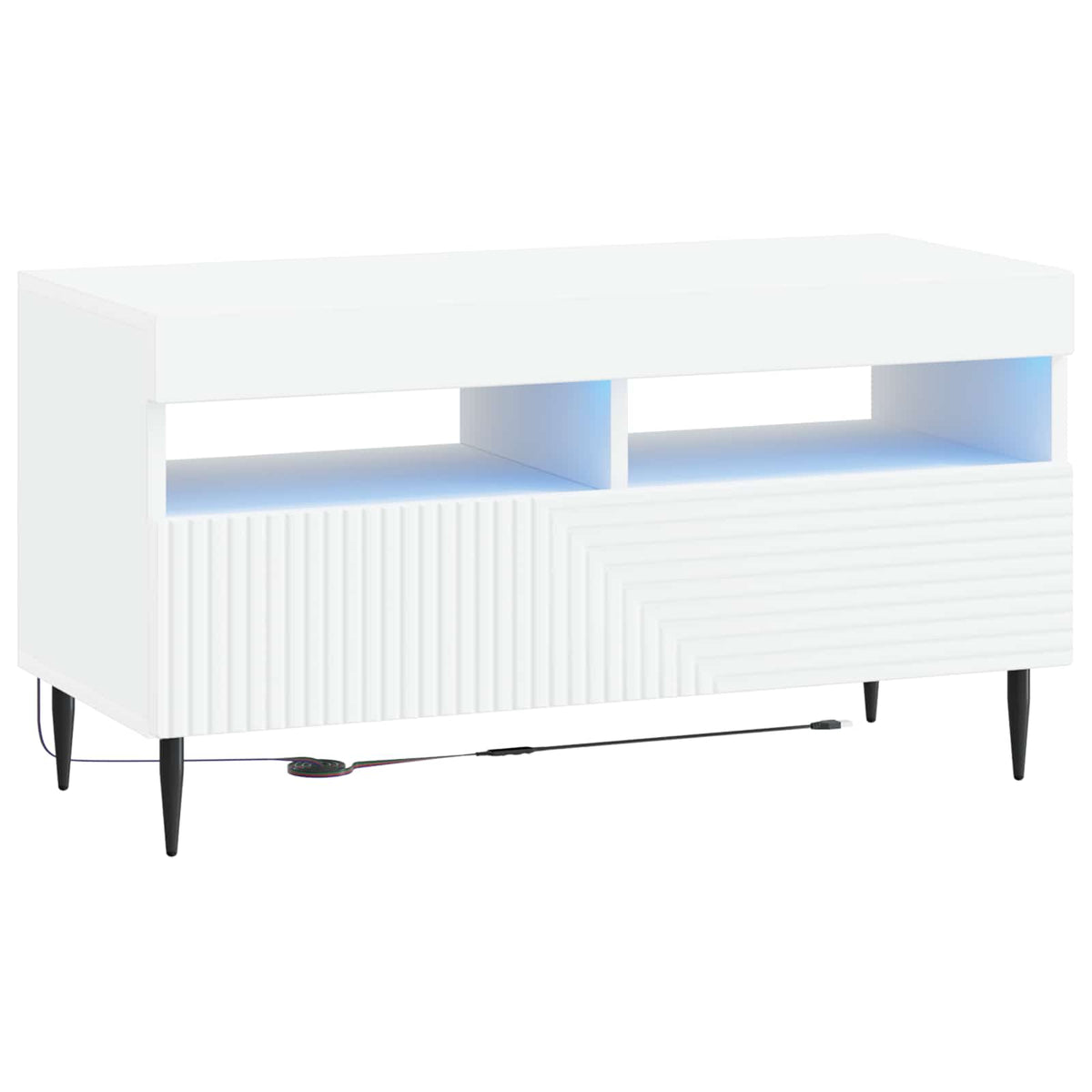 3 Piece LED TV Cabinet White Engineered Wood