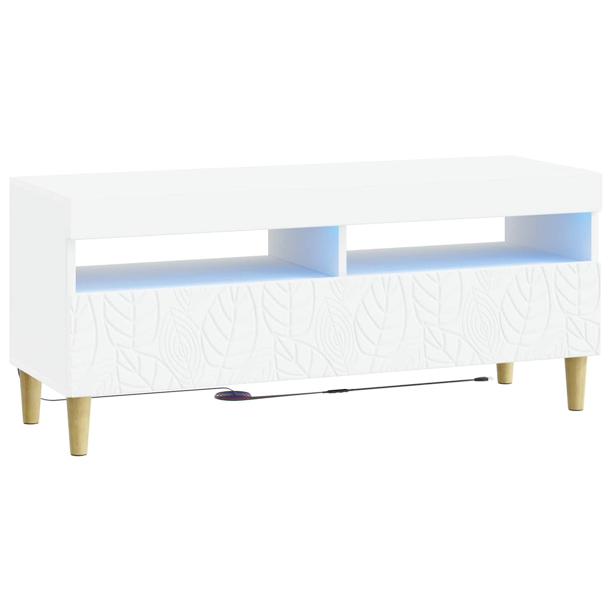 5 Piece LED TV Cabinet White Engineered Wood