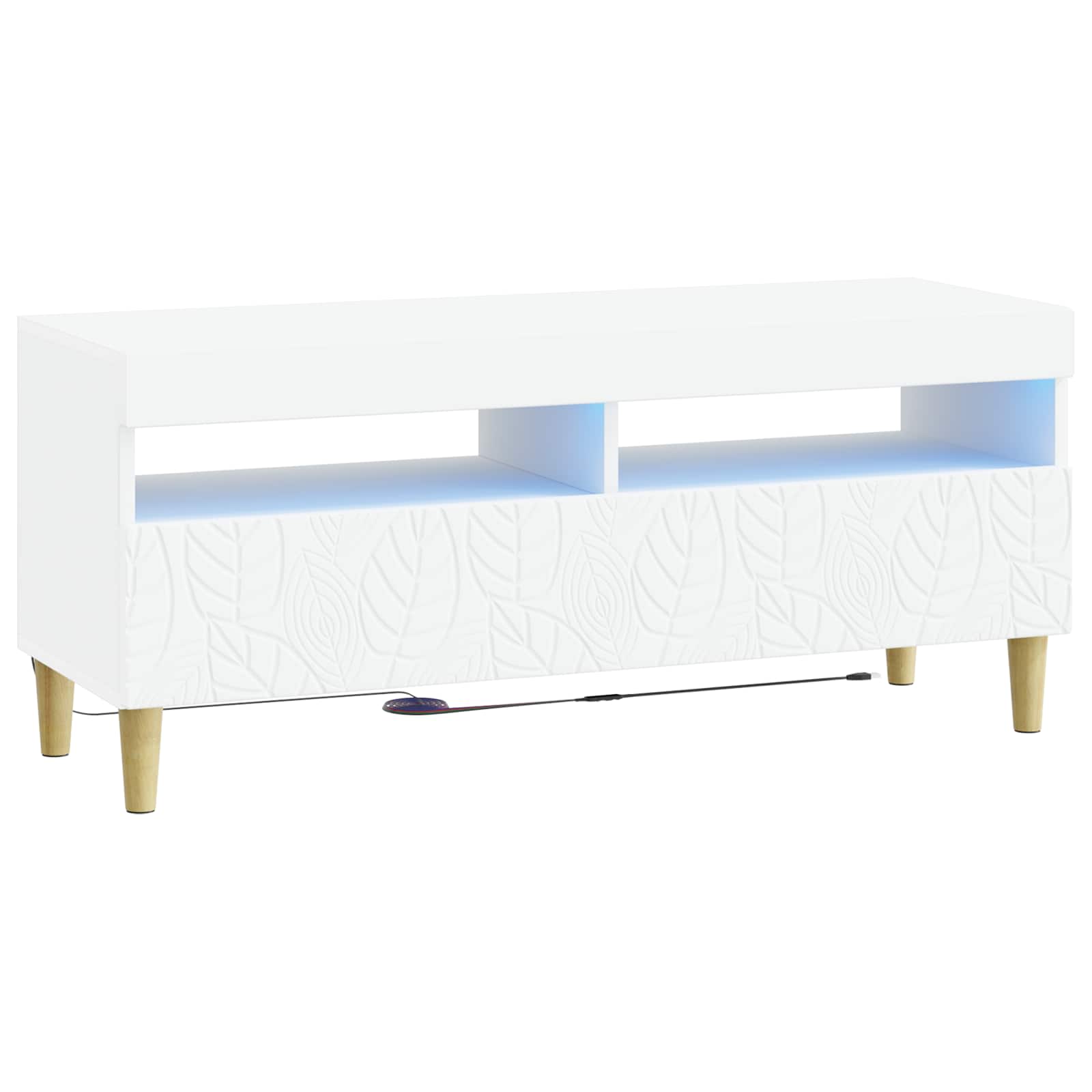 5 Piece LED TV Cabinet White Engineered Wood