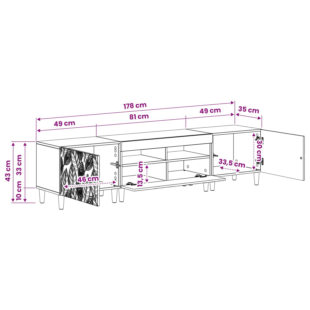 5 Piece LED TV Cabinet White Engineered Wood