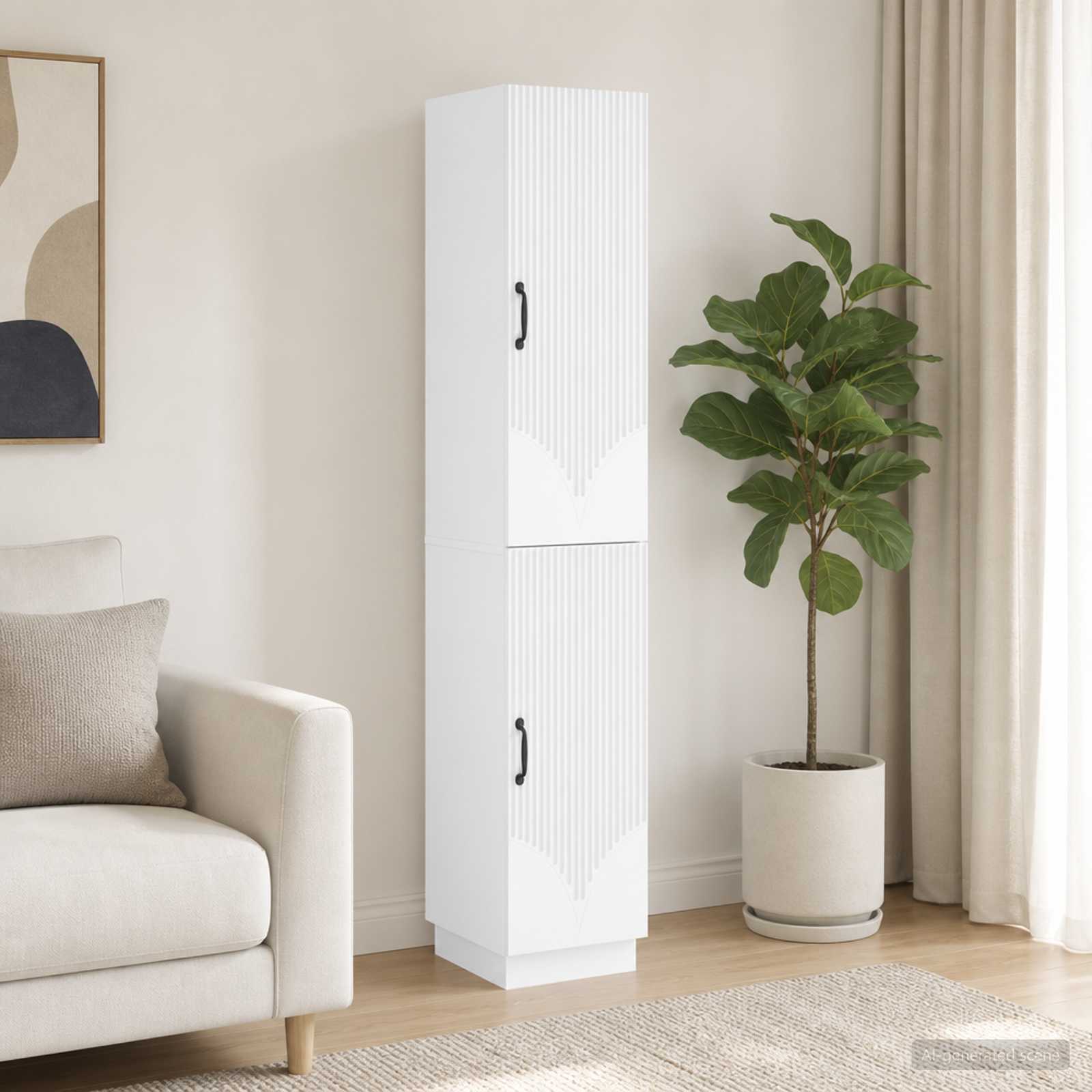 Cabinet Set 2 pcs White Engineered Wood