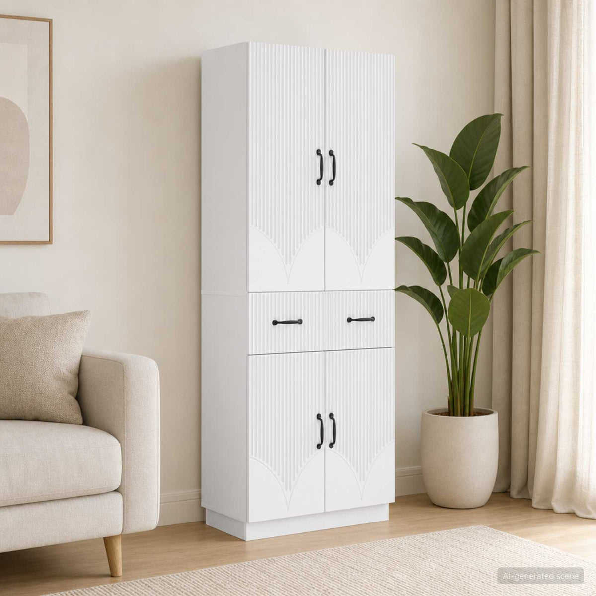 Cabinet Set 2 pcs White Engineered Wood