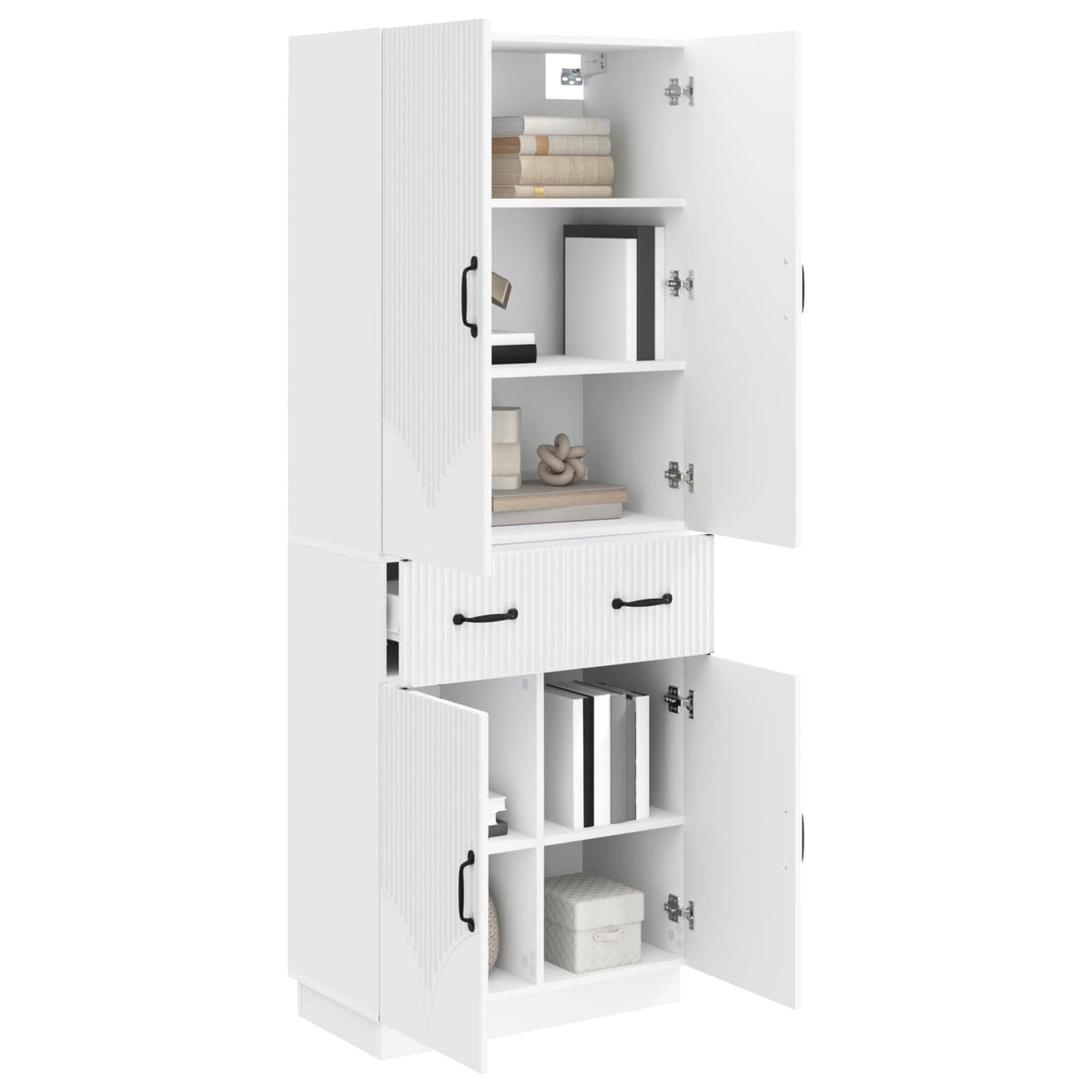 Cabinet Set 2 pcs White Engineered Wood