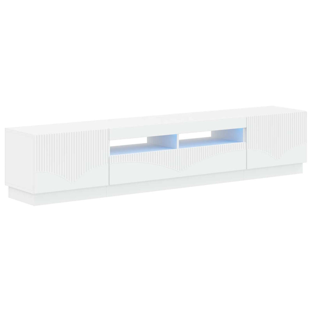5 Piece LED TV Cabinet White Engineered Wood