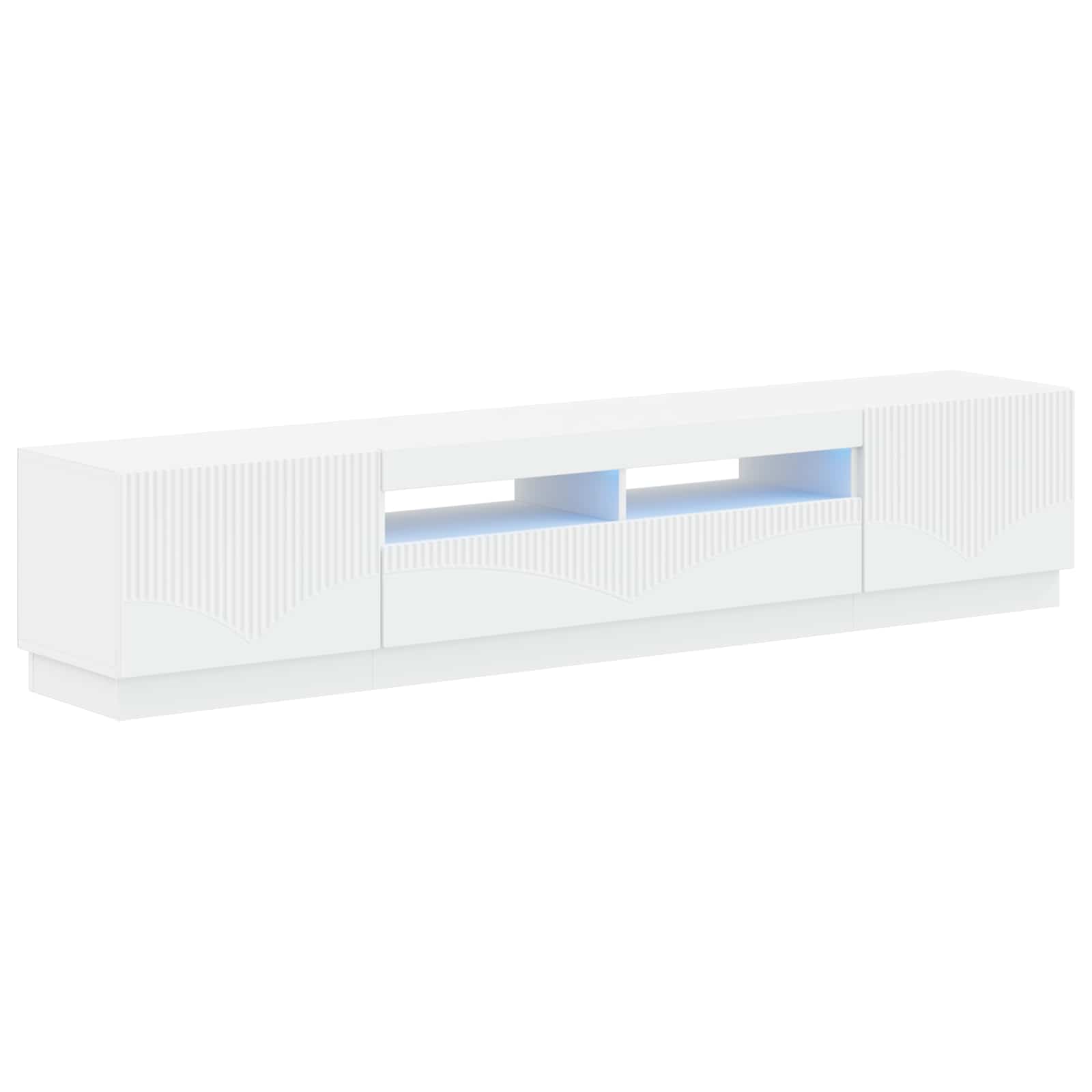 5 Piece LED TV Cabinet White Engineered Wood