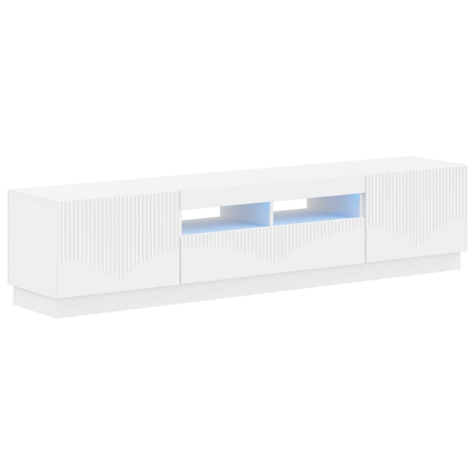 5 Piece LED TV Cabinet White Engineered Wood