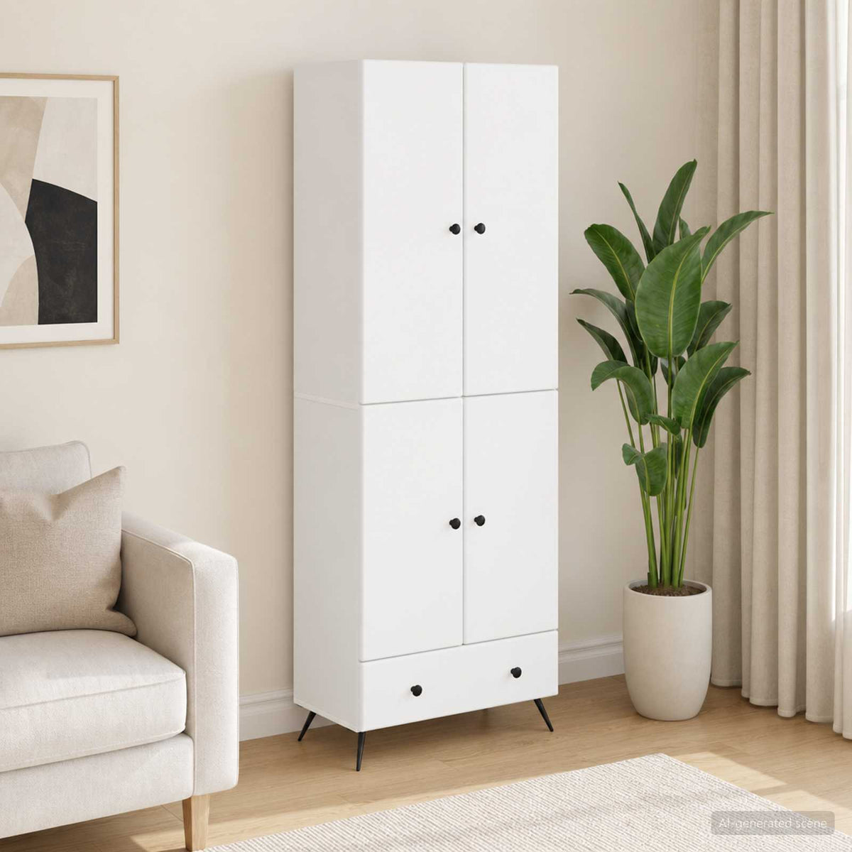 Cabinet Set 2 pcs White Engineered Wood