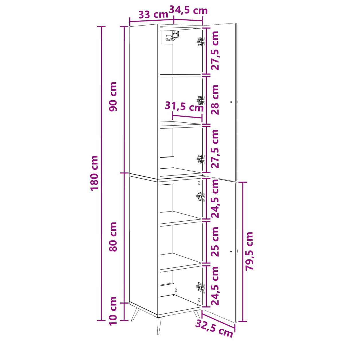 Cabinet Set 2 pcs White Engineered Wood