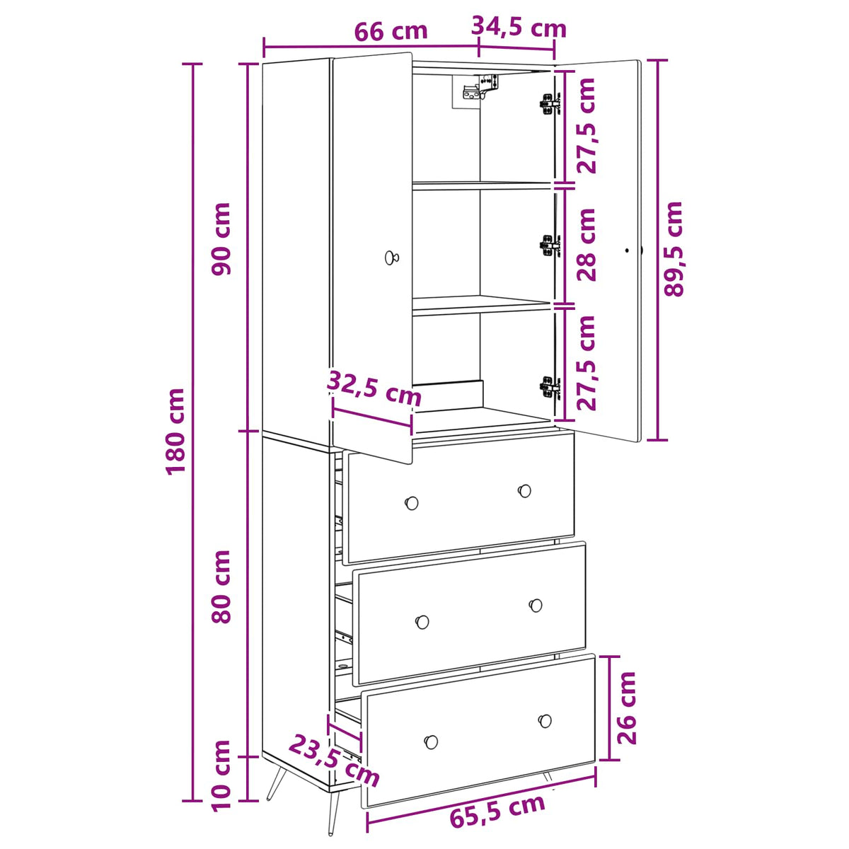 Cabinet Set 2 pcs White 66 x 34.5 x 90 cm Engineered Wood