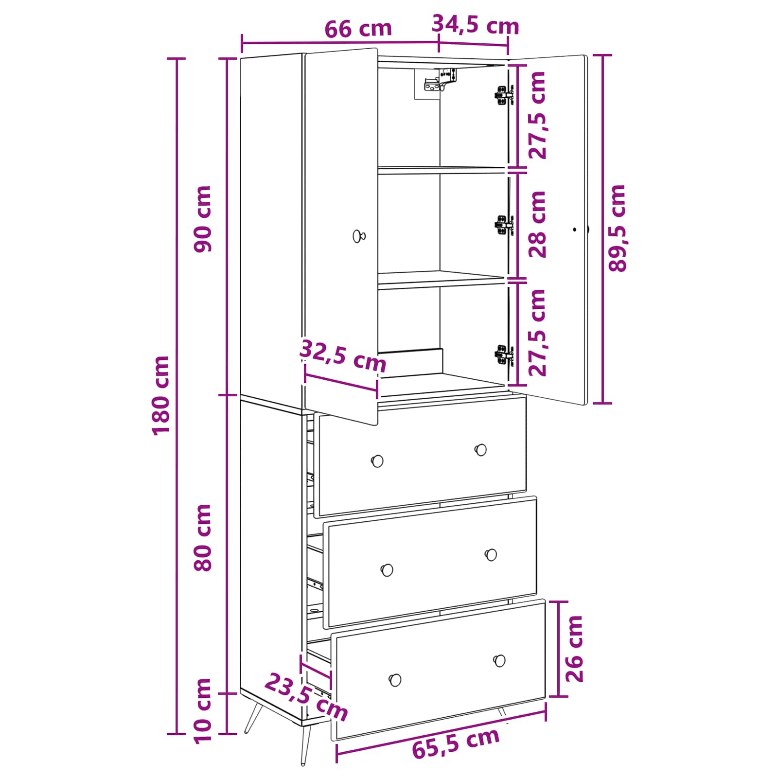 Cabinet Set 2 pcs White 66 x 34.5 x 90 cm Engineered Wood