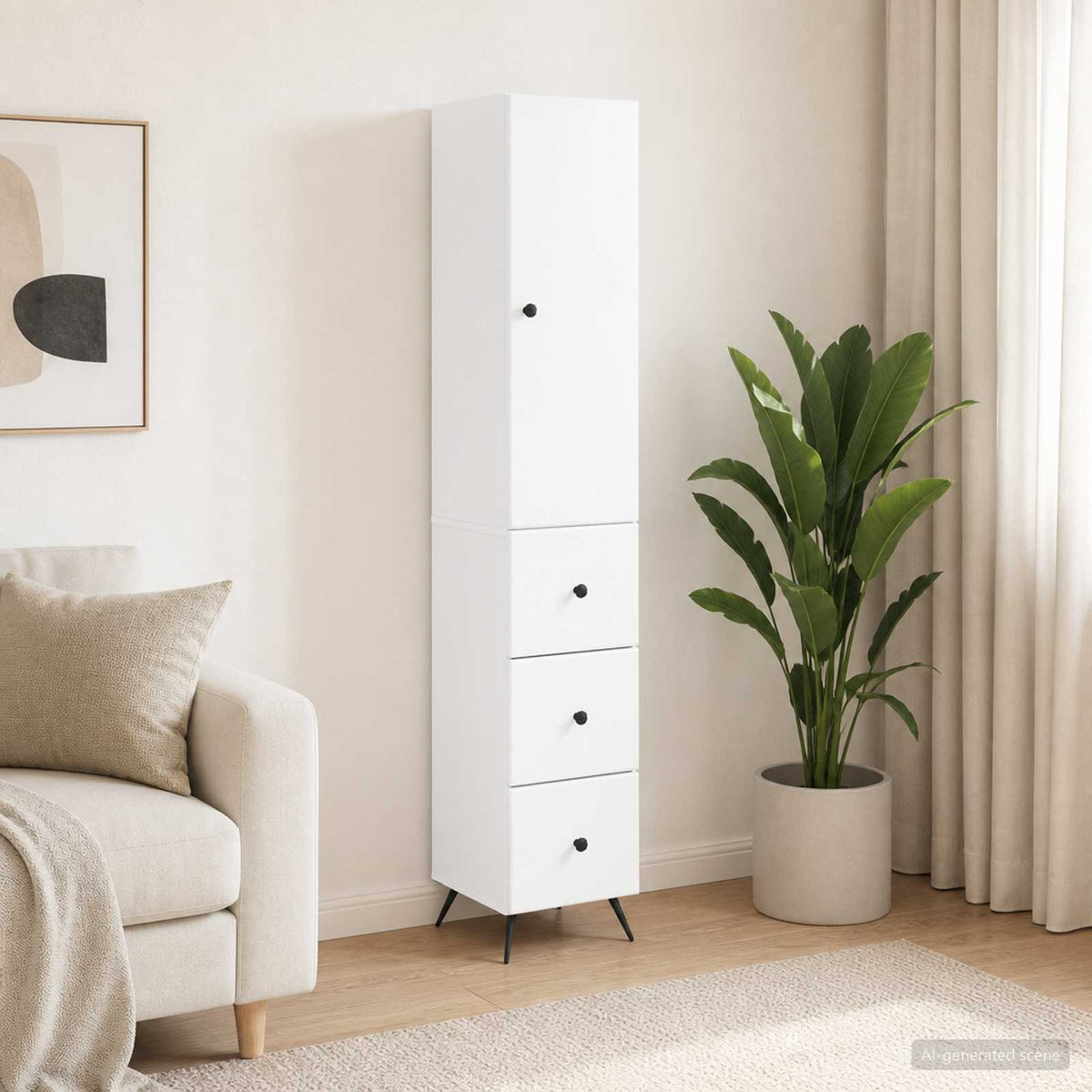 Cabinet Set 2 pcs White 34.5 x 34.5 x 90 cm Engineered Wood