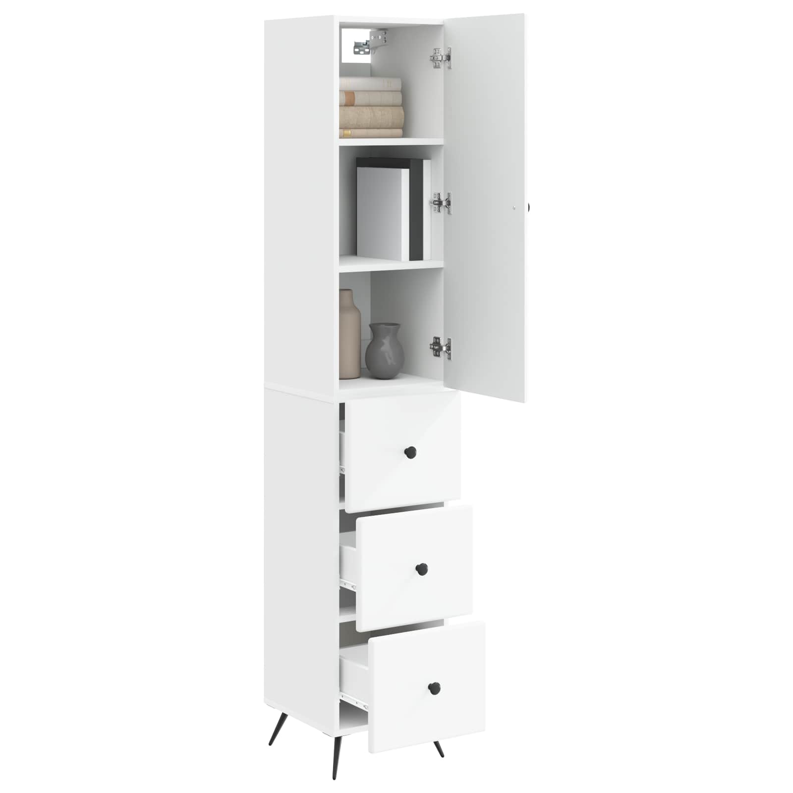 Cabinet Set 2 pcs White 34.5 x 34.5 x 90 cm Engineered Wood