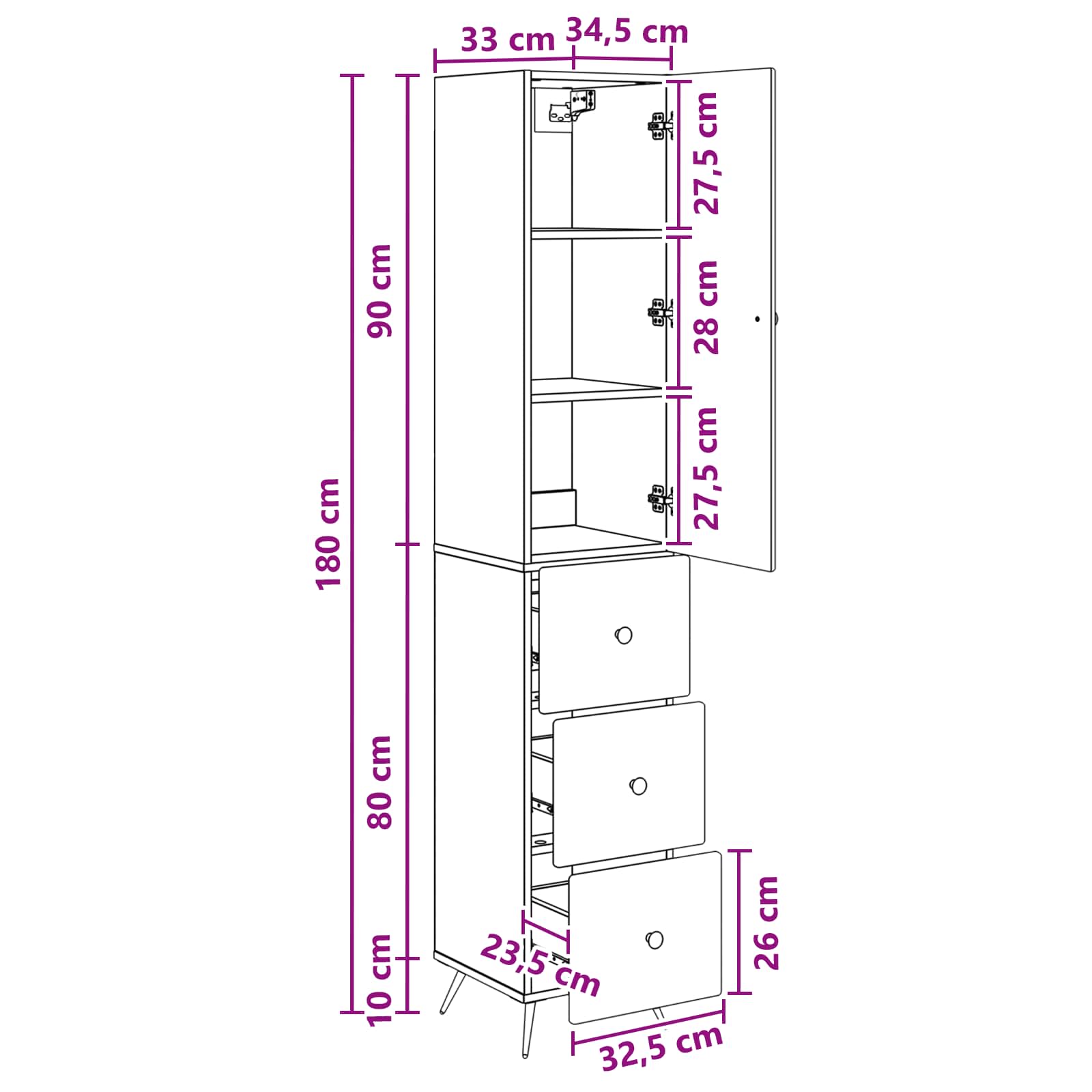 Cabinet Set 2 pcs White 34.5 x 34.5 x 90 cm Engineered Wood