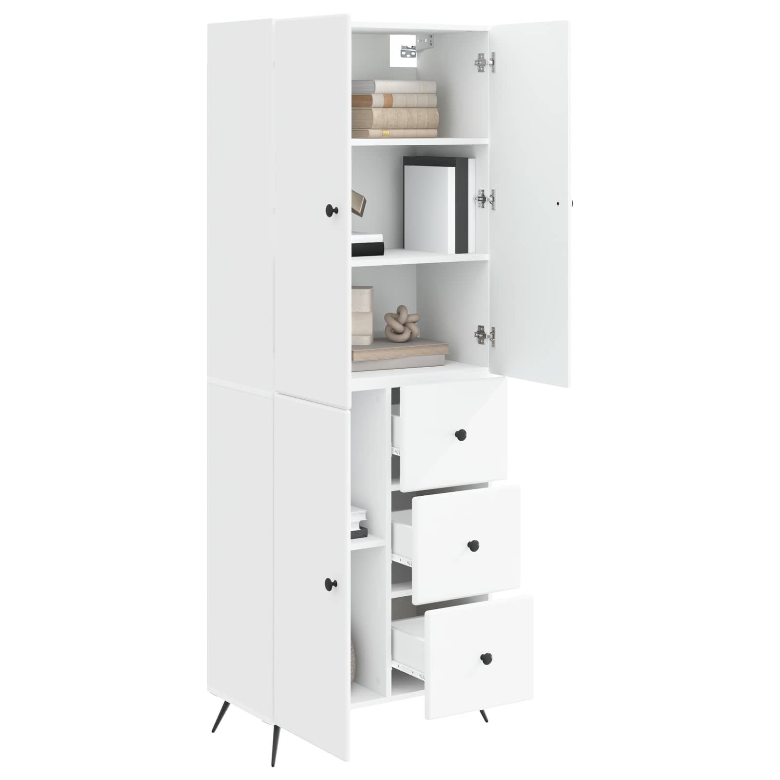 Cabinet Set 2 pcs White Engineered Wood