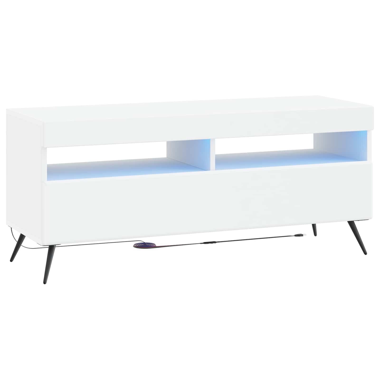 5 Piece LED TV Cabinet White Engineered Wood