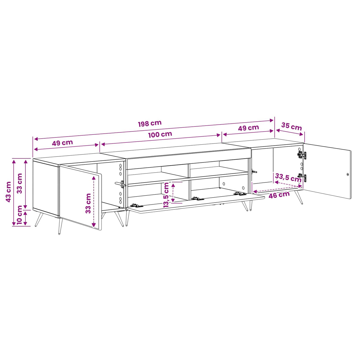5 Piece LED TV Cabinet White Engineered Wood