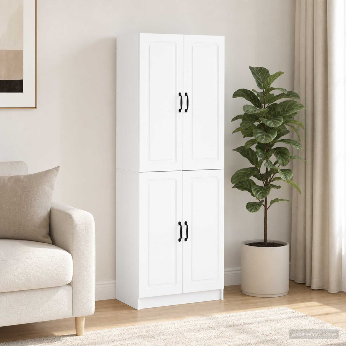 Cabinet Set 2 pcs White Engineered Wood