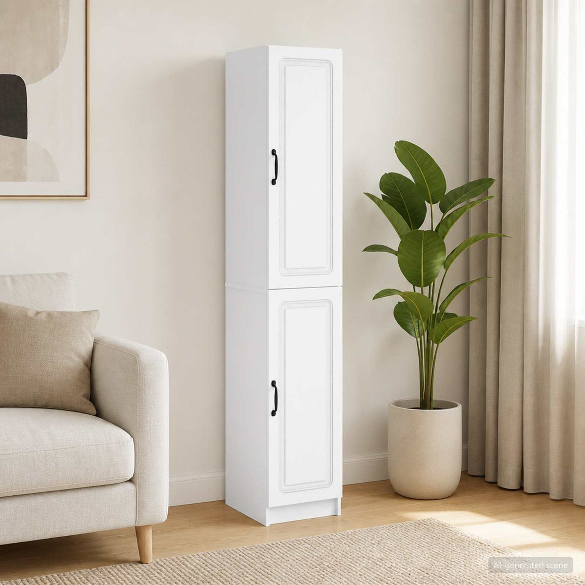 Cabinet Set 2 pcs White Engineered Wood
