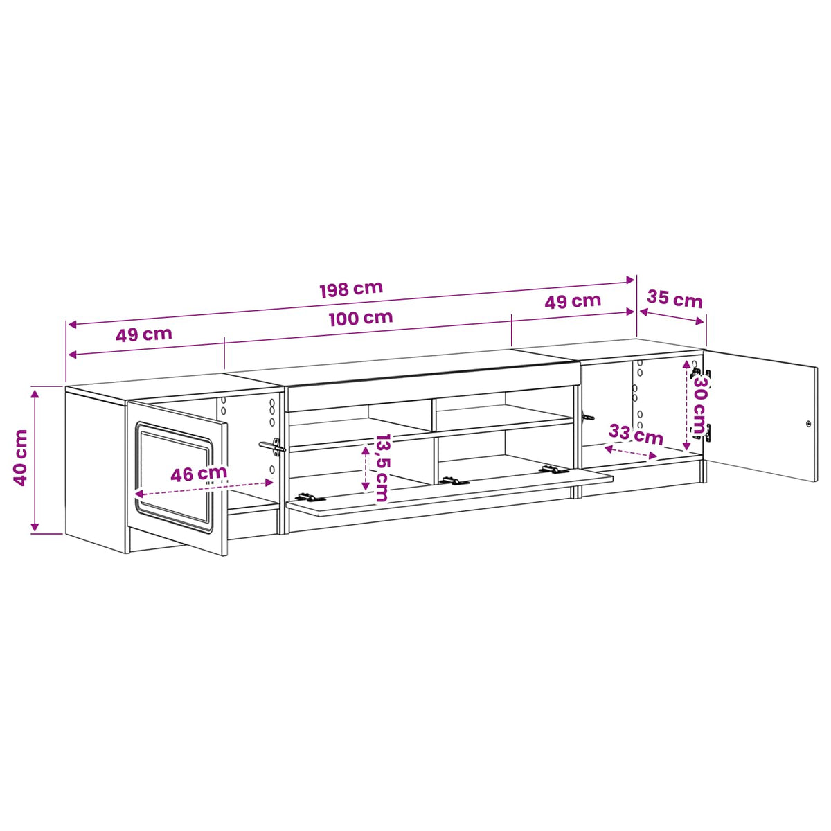 5 Piece LED TV Cabinet White Engineered Wood