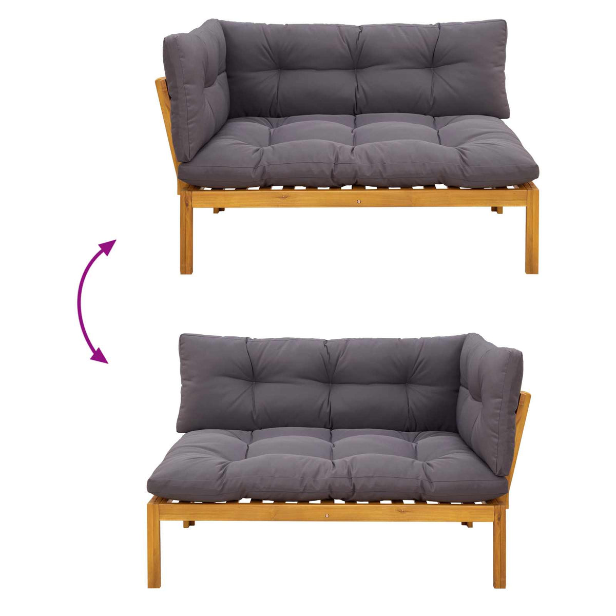 Corner Sofa Unit Natural and Dark Grey 132 x 92 x 82 cm