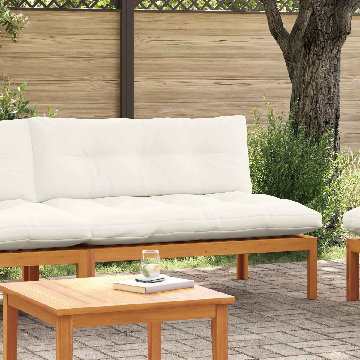 Middle Sofa Unit Natural and Cream White 120 x 80 x 82 cm
