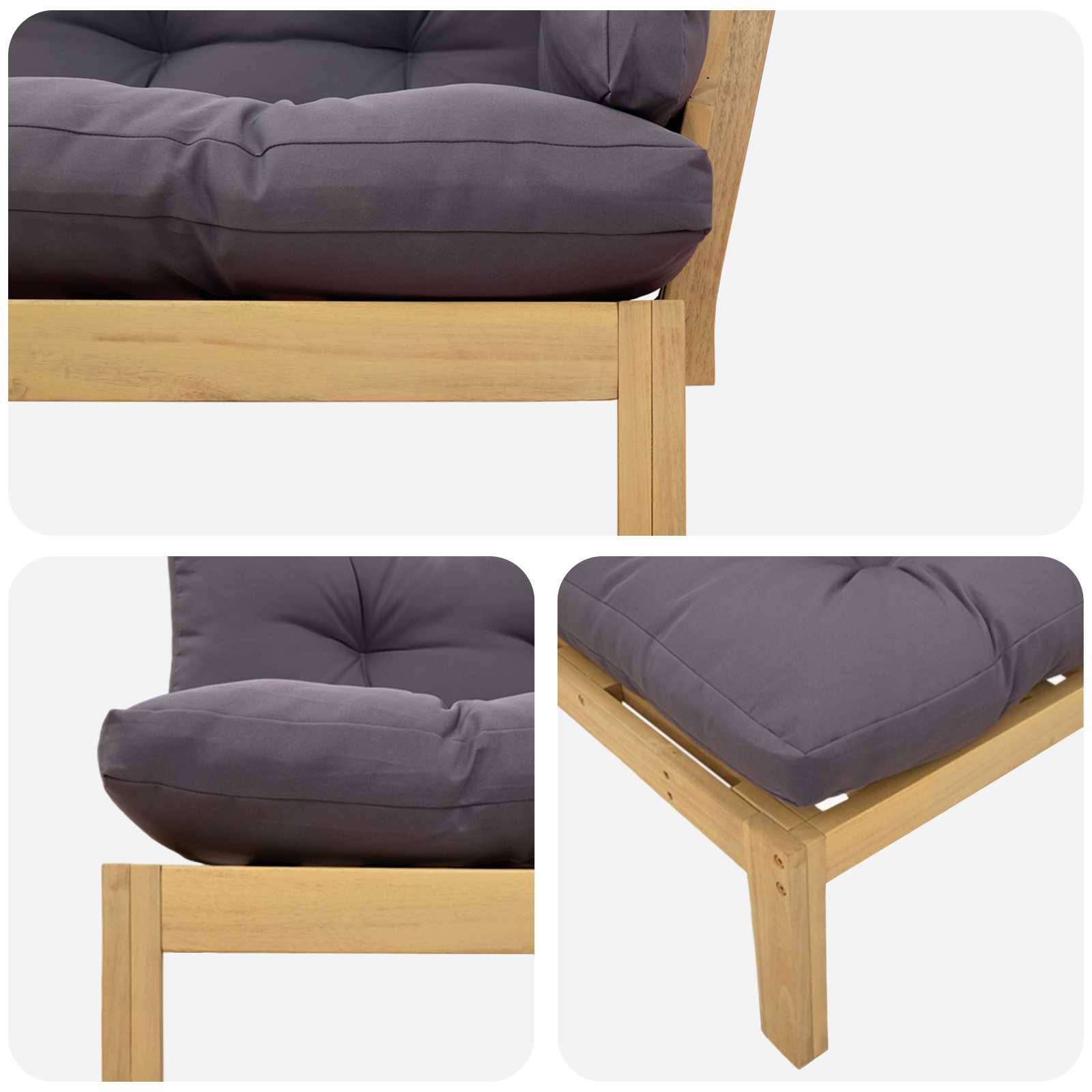 Corner Sofa Unit Light Acacia and Dark Grey 132 x 92 x 82 cm