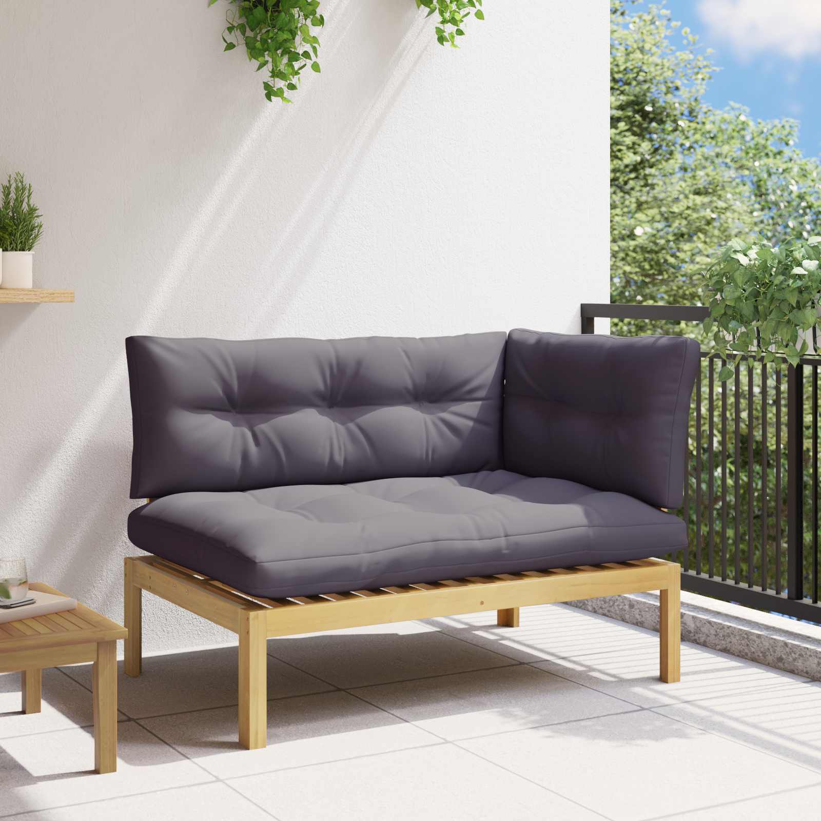 Corner Sofa Unit Light Acacia and Dark Grey 132 x 92 x 82 cm