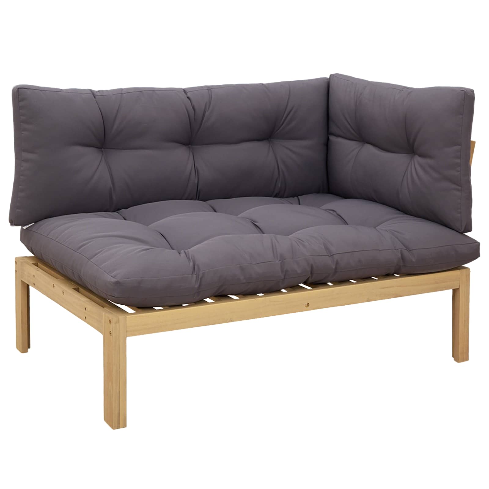 Corner Sofa Unit Light Acacia and Dark Grey 132 x 92 x 82 cm