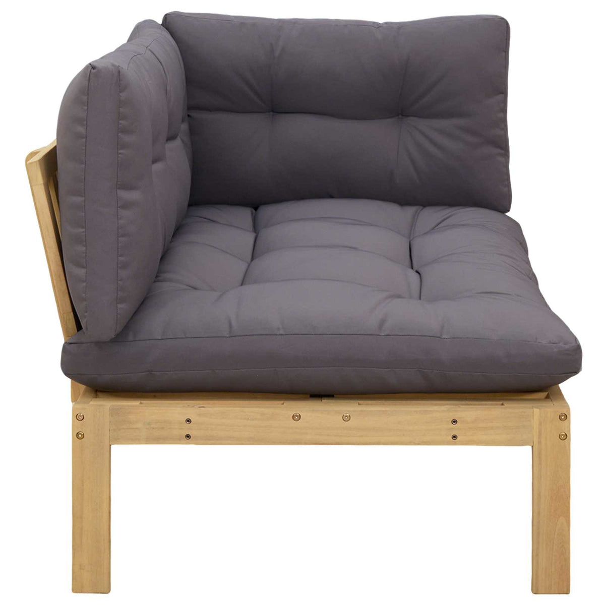 Corner Sofa Unit Light Acacia and Dark Grey 132 x 92 x 82 cm