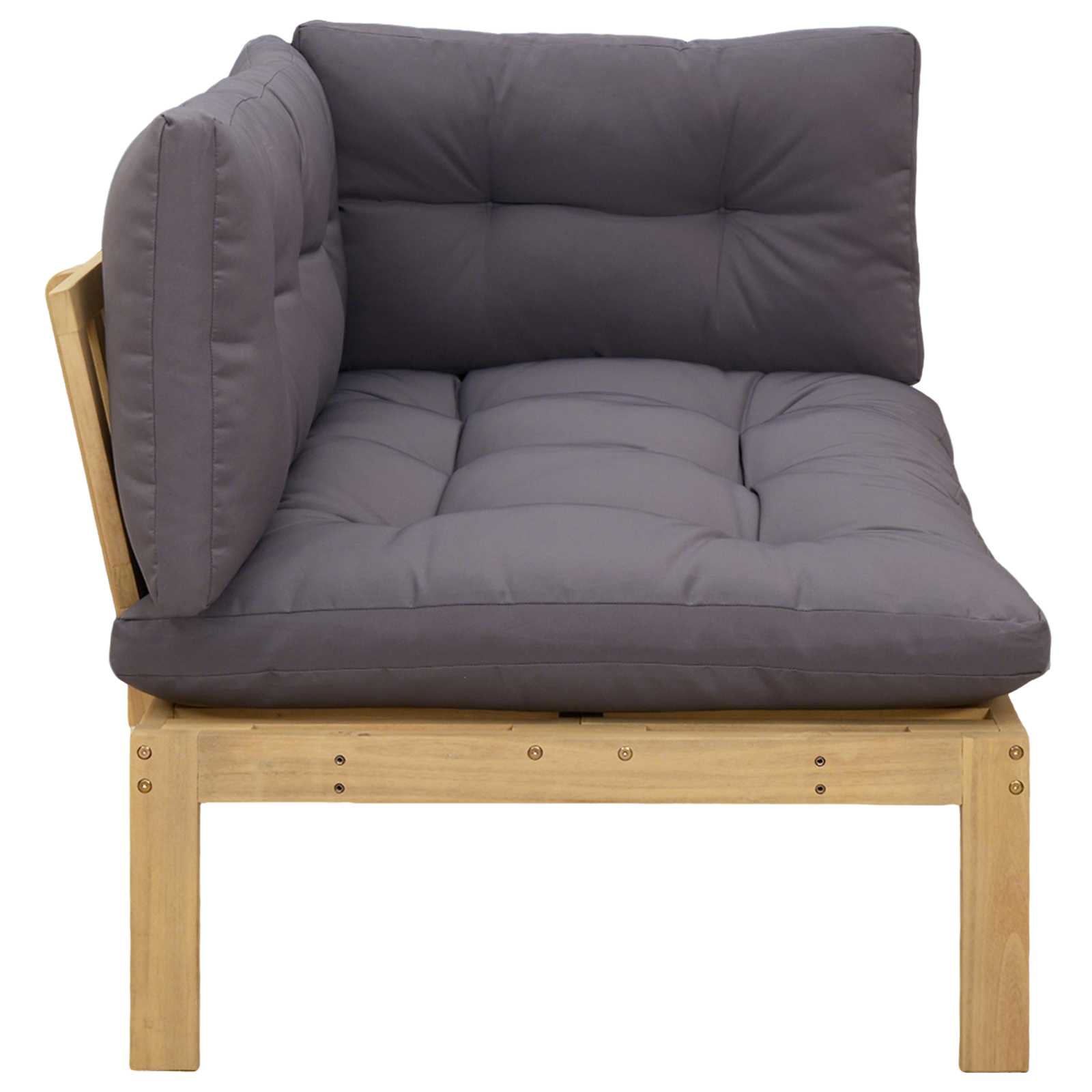 Corner Sofa Unit Light Acacia and Dark Grey 132 x 92 x 82 cm